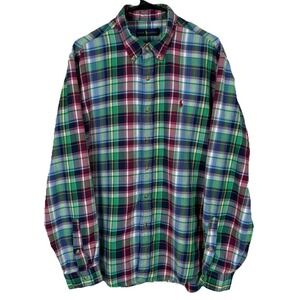 Ralph Lauren Shirt Mens XL Red Green Plaid Pony Preppy Long Sleeve Button Down